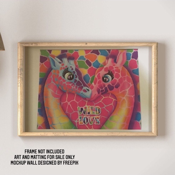 Lisa Frank Giraffe matted Art Neon Pop rainbow - Picture 3 of 3